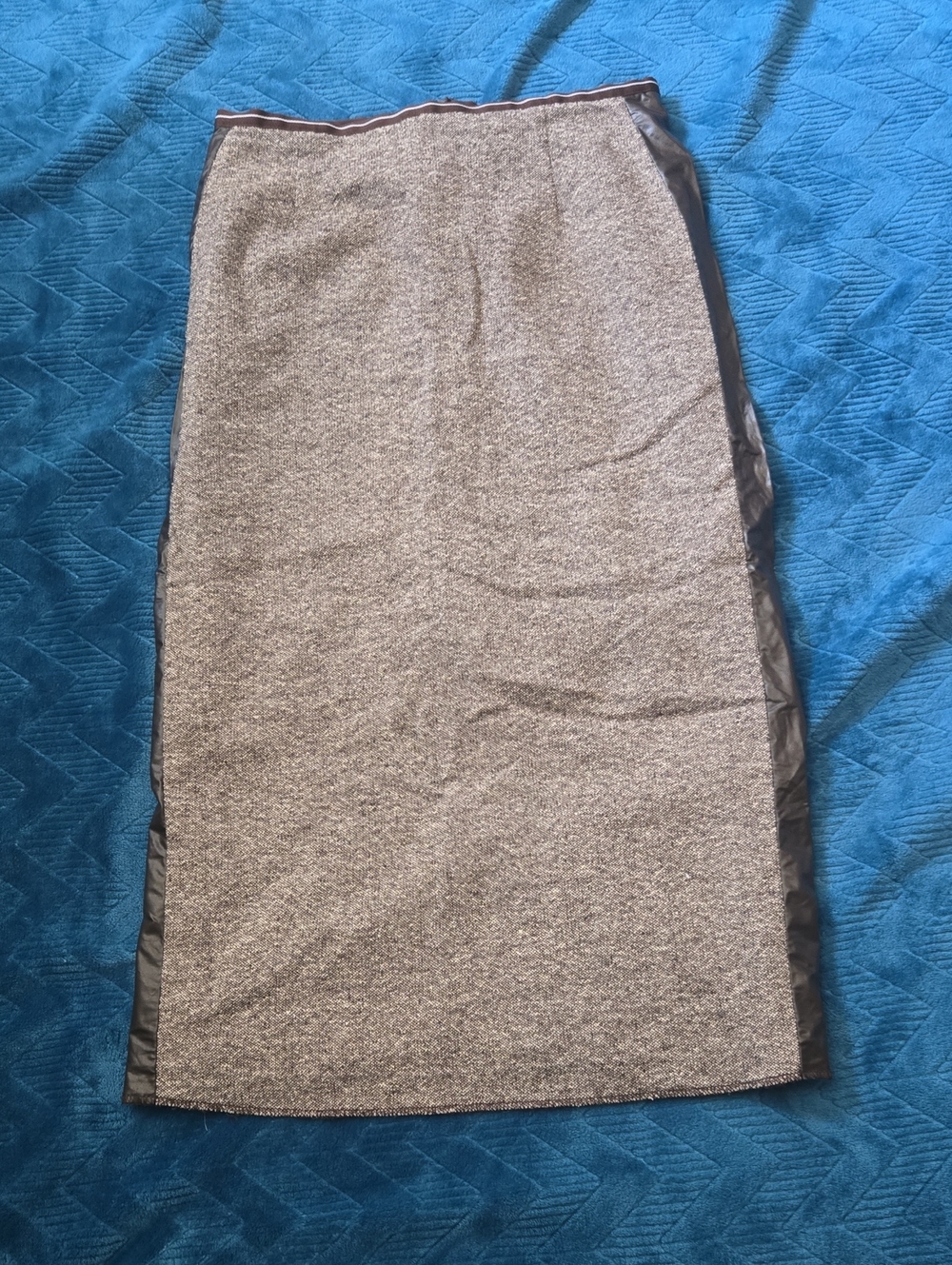 Classic Brown Pencil Skirt with Brown Trim